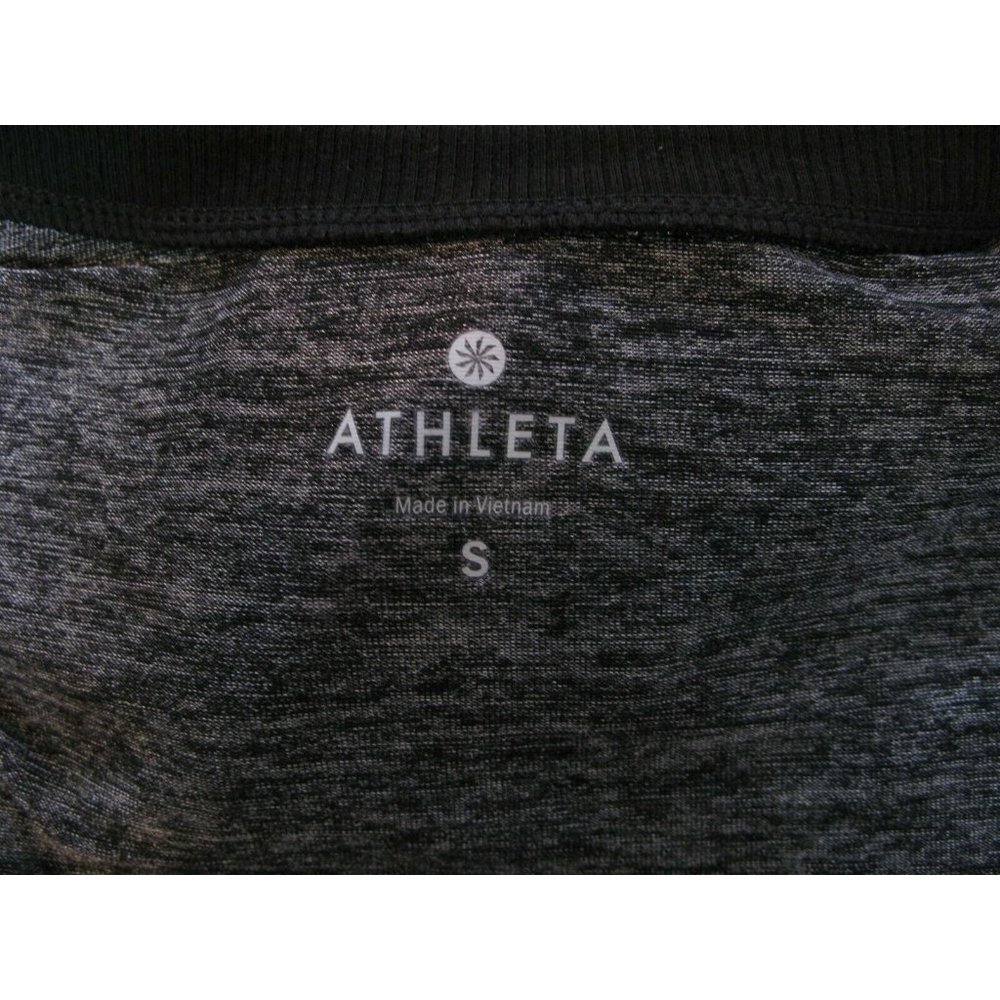 ATHLETA Size S Black Silver Heather Jersey Knit Ruched Odyssey Blouson Tee Dress - Picture 4 of 4